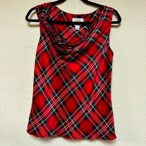 Talbots Red Plaid Sleeveless Blouse